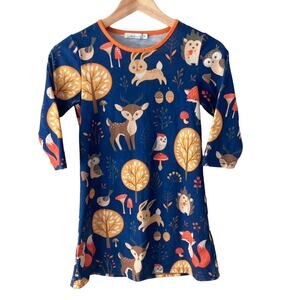 Sunshine Swing Woodland Animal Dress - Blue Orange - 10